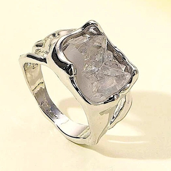 STERLING SILVER IRREGULAR CRYSTAL STONE RING - Picture 5 of 9